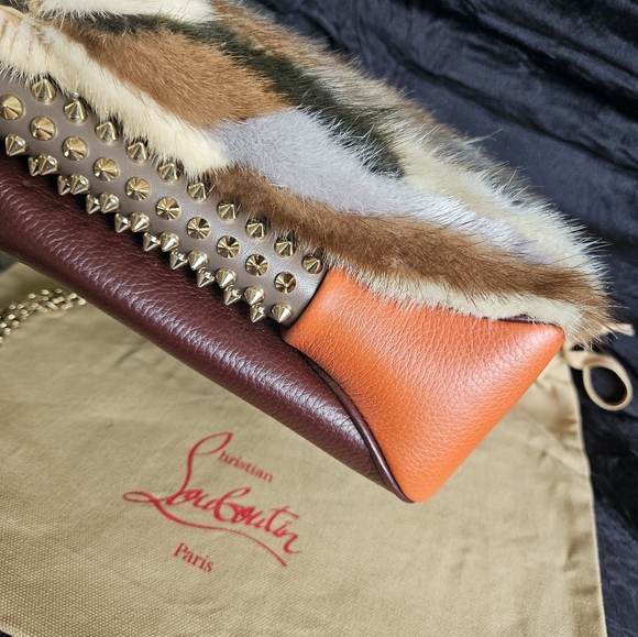 Christian louboutin fur multicolor side studs shoulder bag with gold hardware - Picture 15 of 17